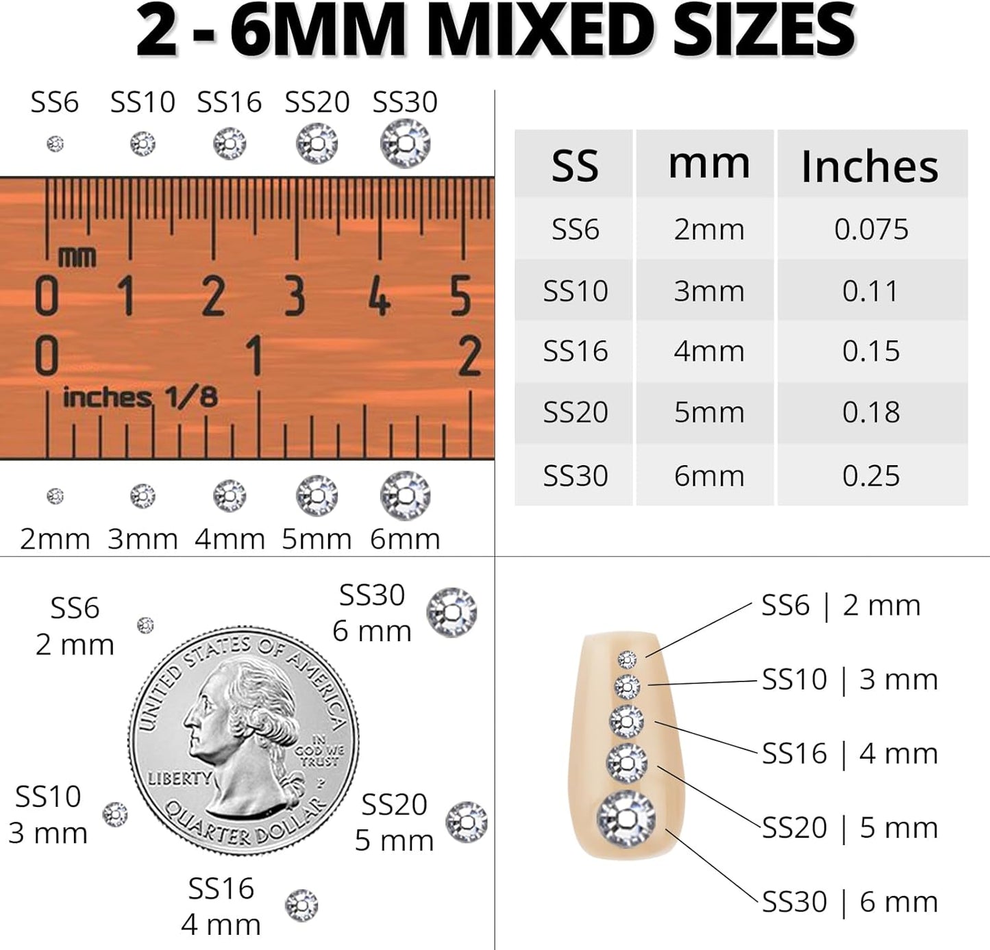 30000Pcs Resin Rhinestones Set for Crafting Bedazzling, Crystal ab Iridescent Flatback Gems Jewels for Crafts Clothes Shoes Fabric Outfit Nails Makeup, Flat Back Crystal 2-6mm with b 7000 Glue