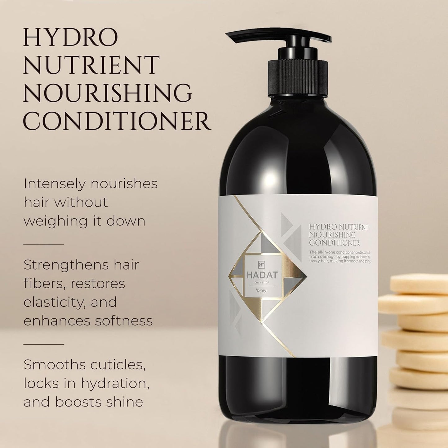 HADAT Hydro Nutrient Nourishing Conditioner – Professional Salon Formula with Biotin, Sea Minerals & Coconut Oil – Deep Moisture, Shine & Restoration for Dry, Damaged or Frizzy Hair (27.05 Fl oz)