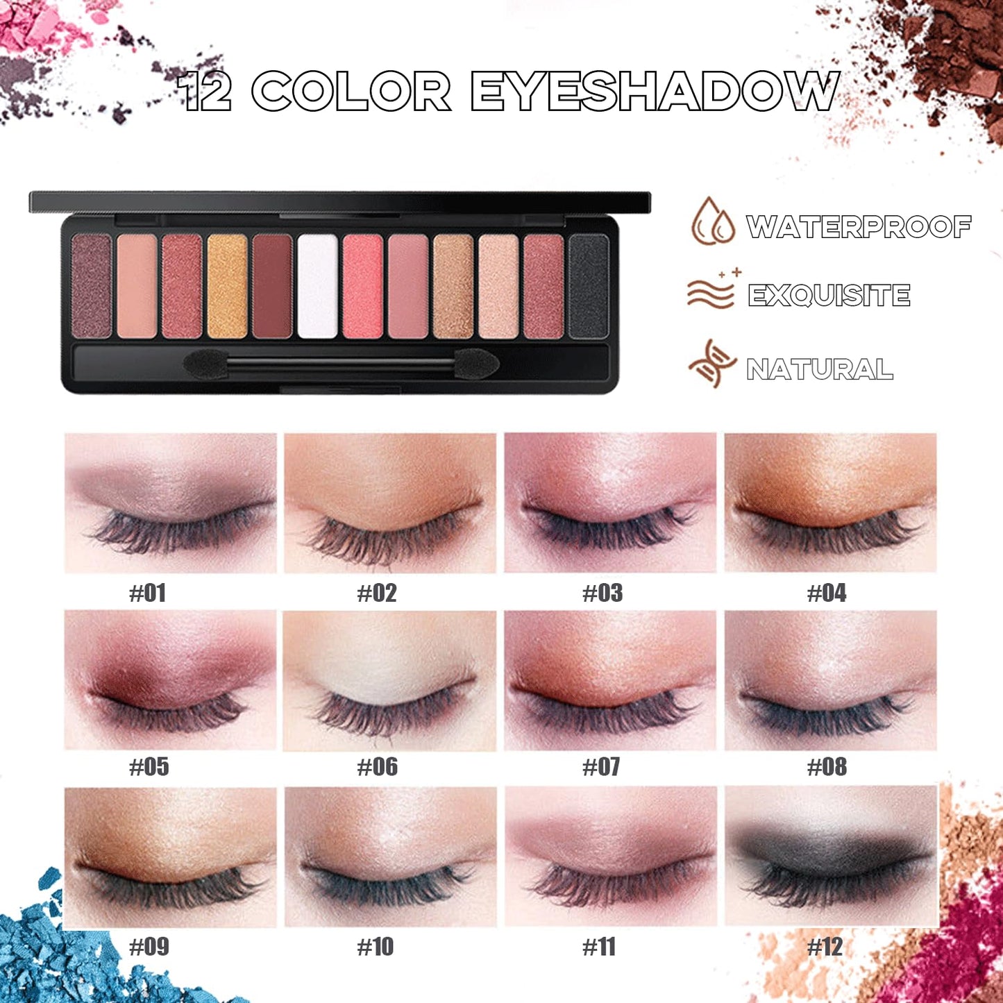 All in One Makeup Kit for Women Full Kit, Includes 12 Colors Eyeshadow Palette, Lash Mascara, Liquid Eyeliner, Eyebrow Powder, 5 Pcs Makeup Brush and Cosmetic Bag, Makeup Gift Set for Women & Teens