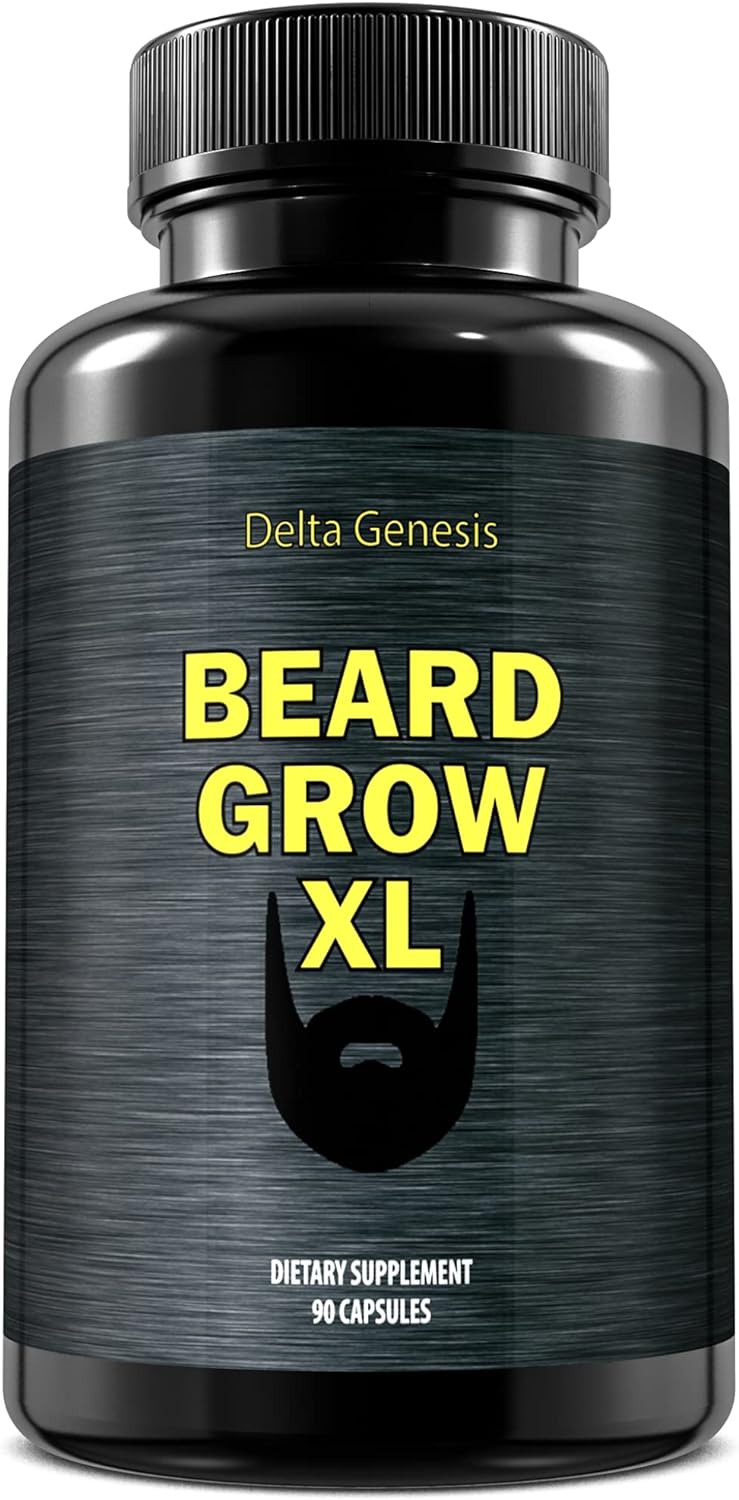 Beard Grow XL - Vegan Hair Growth Supplement for a Faster, Thicker, Fuller Beard - Enhances Your Grooming Kit