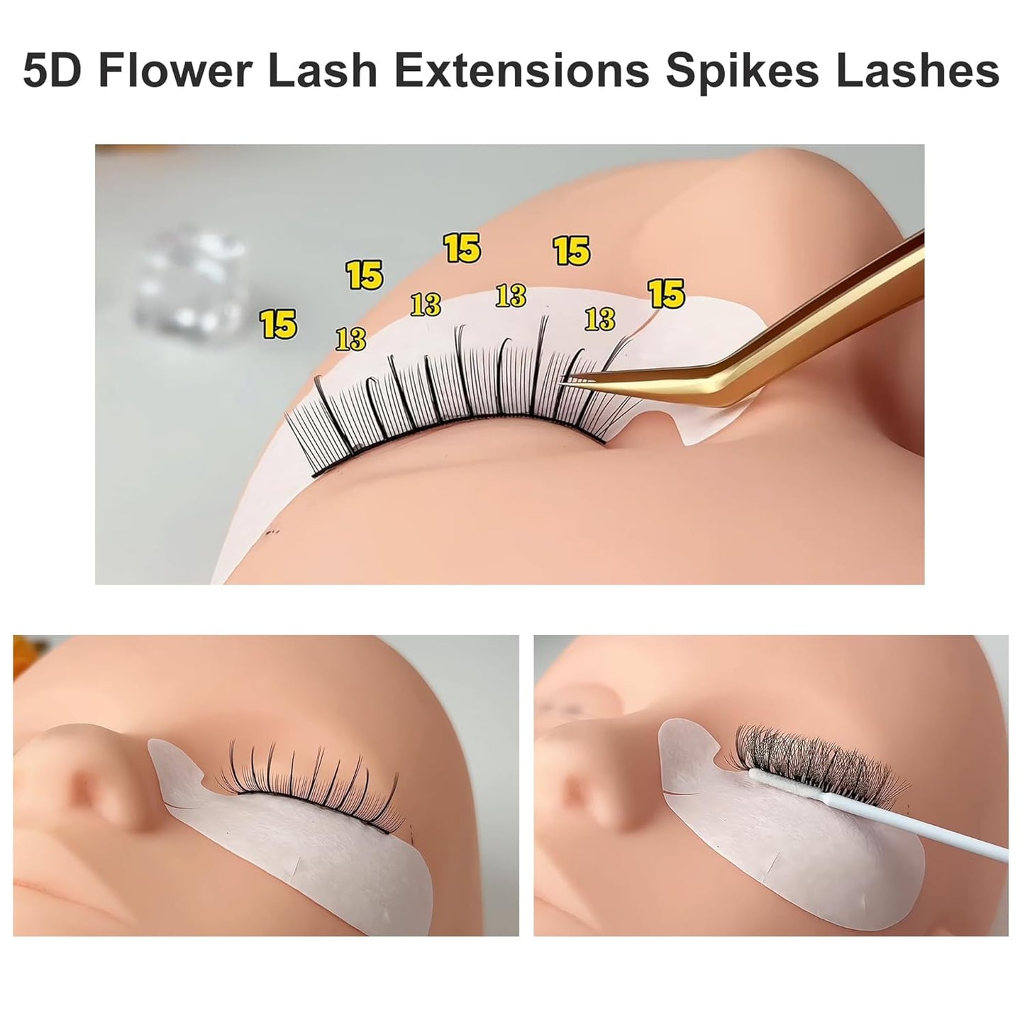 5D Flower Lash Extensions Spikes Lashes 0.07 Matte Black C Curl Lashes 15mm Volume Eyelash Extension Lash Trays Professional Use(5D Flower,0.07-C,15mm)