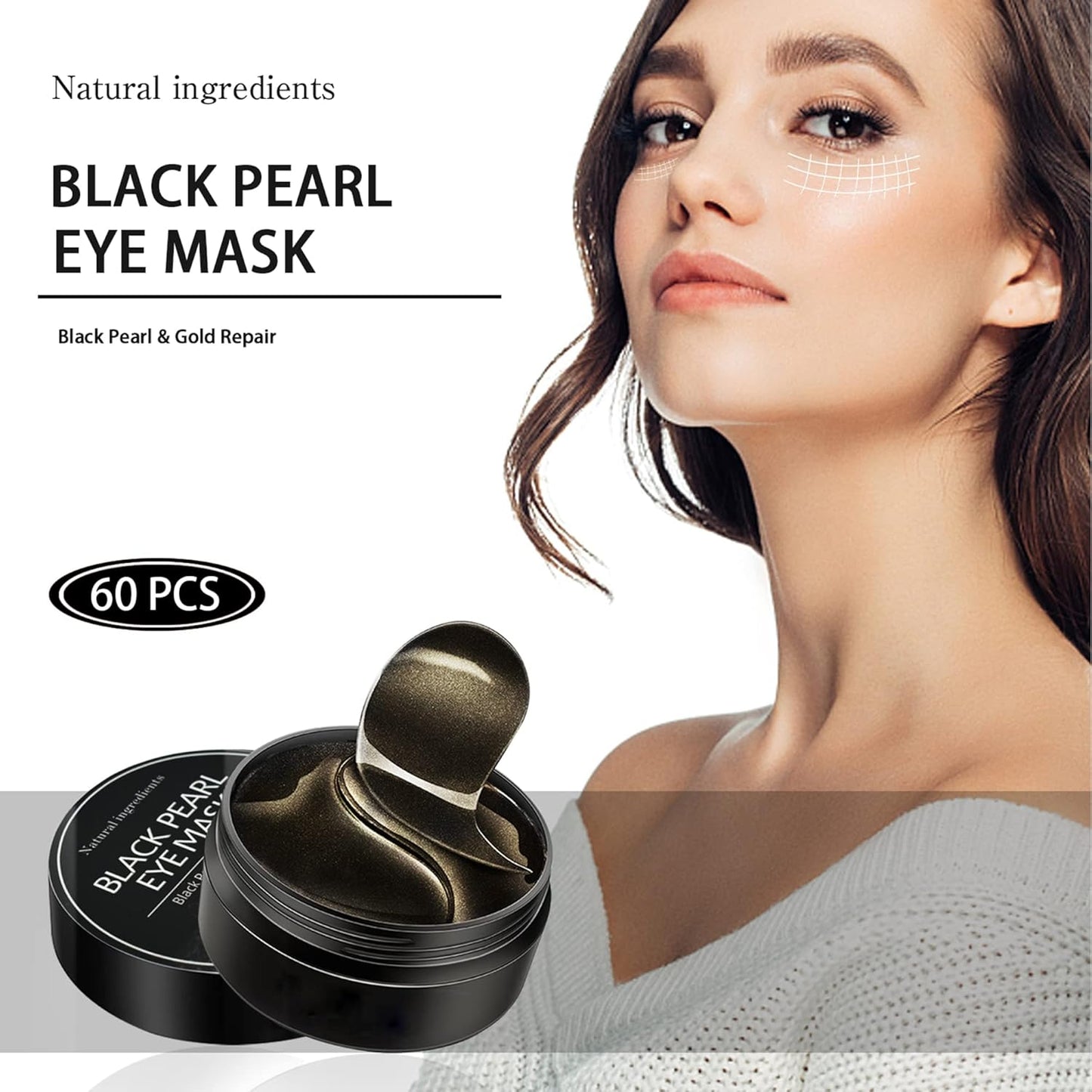 30 Pairs Eye Mask Patches,Collagen Crystal Under Eye Pads for Dark Circles,Puffiness & Wrinkles,Eye Bags,Anti-Aging,Firms Gel Eye Mask Patches for Puffy Eyes Adult, (Black Pearl)