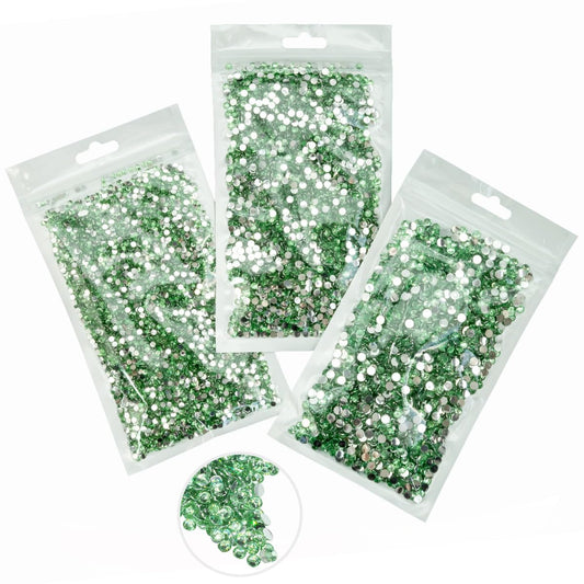 16000PCS Light Green Crystal Resin Rhinestones for Crafting 3mm 4mm 5mm Grass Green Flatback Stones Non-Hotfix Diamonds Crystals Gems Charms for Nails Face Eyes Makeup Tumblers Bottles Crafts Clothes