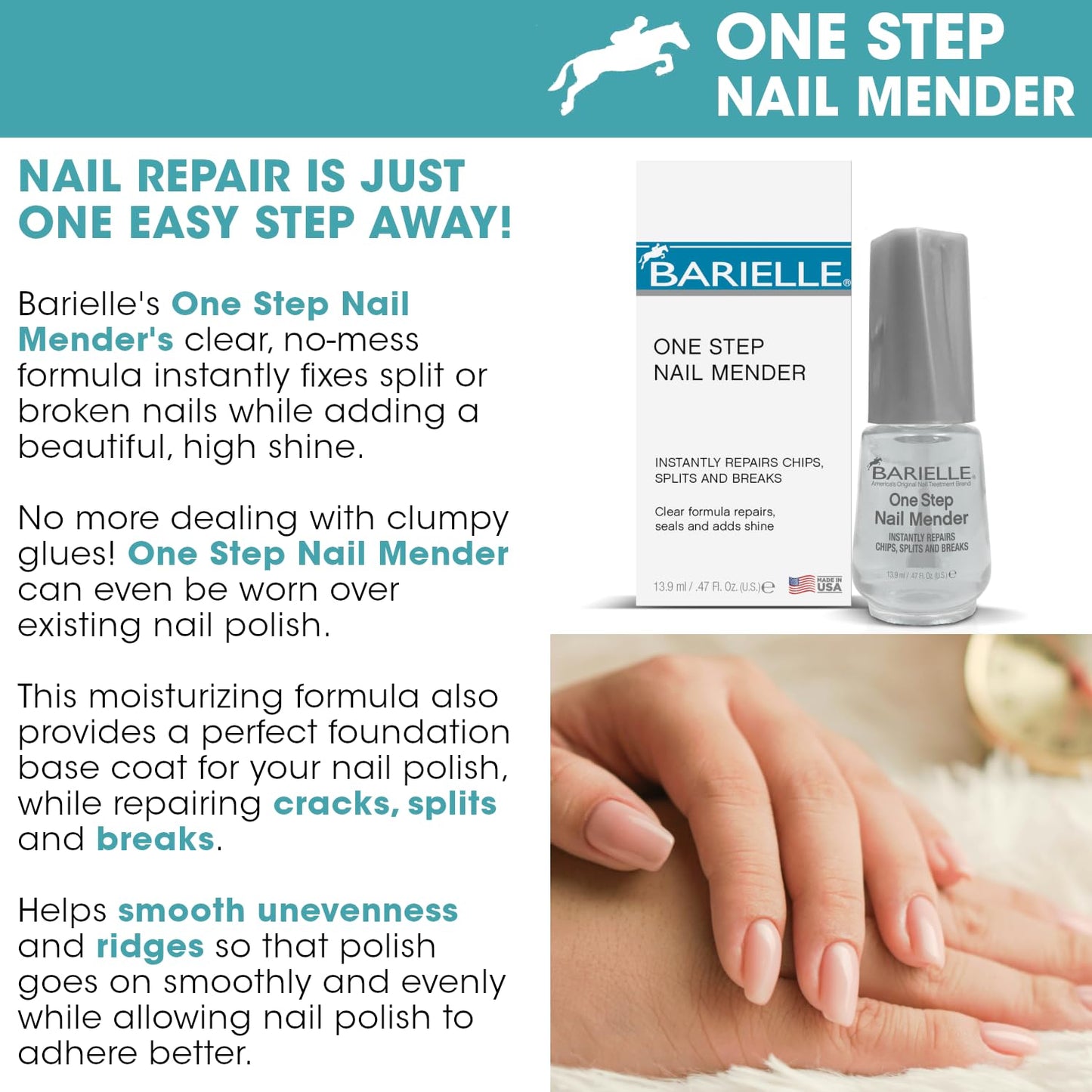 Barielle One Step Nail Mender .47 oz. - Repairs Split, Chipped and Damaged Nails Clear
