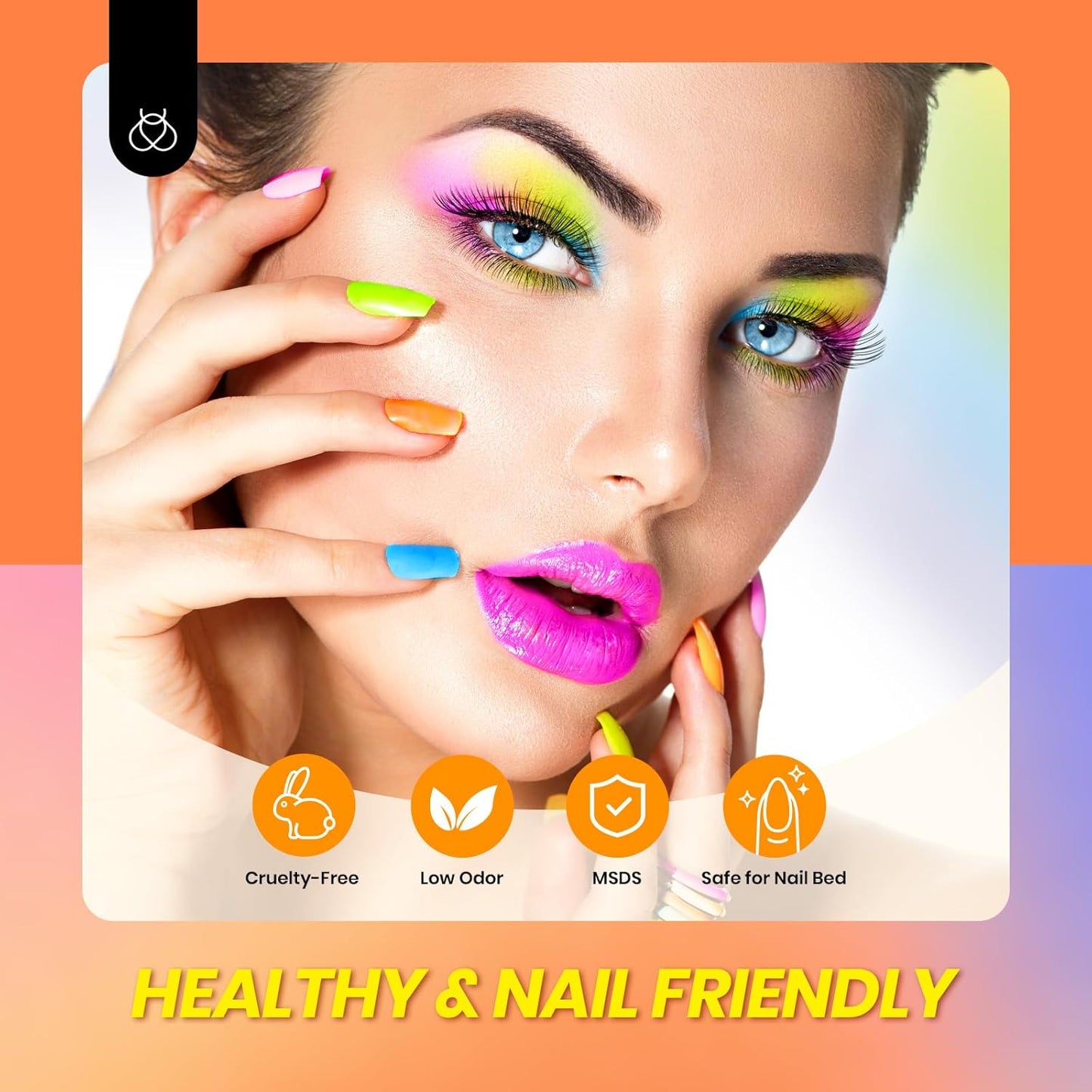 Beetles Jelly Gel Nail Polish Set - 6 Colors Neon Gel Polish Kit Sheer Hot Pink Red Orange Purple Blue Yellow Translucent Effect Soak Off UV French Nail Art Manicure Gift for Women