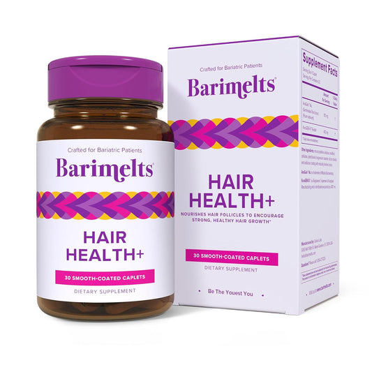 Barimelts Hair Health+ for GLP-1 Users and Bariatric Patients - Hair Growth Supplement Helps Reduce Visible Hair Thinning - 30 Smooth-Coated Caplets (1-Month Supply)