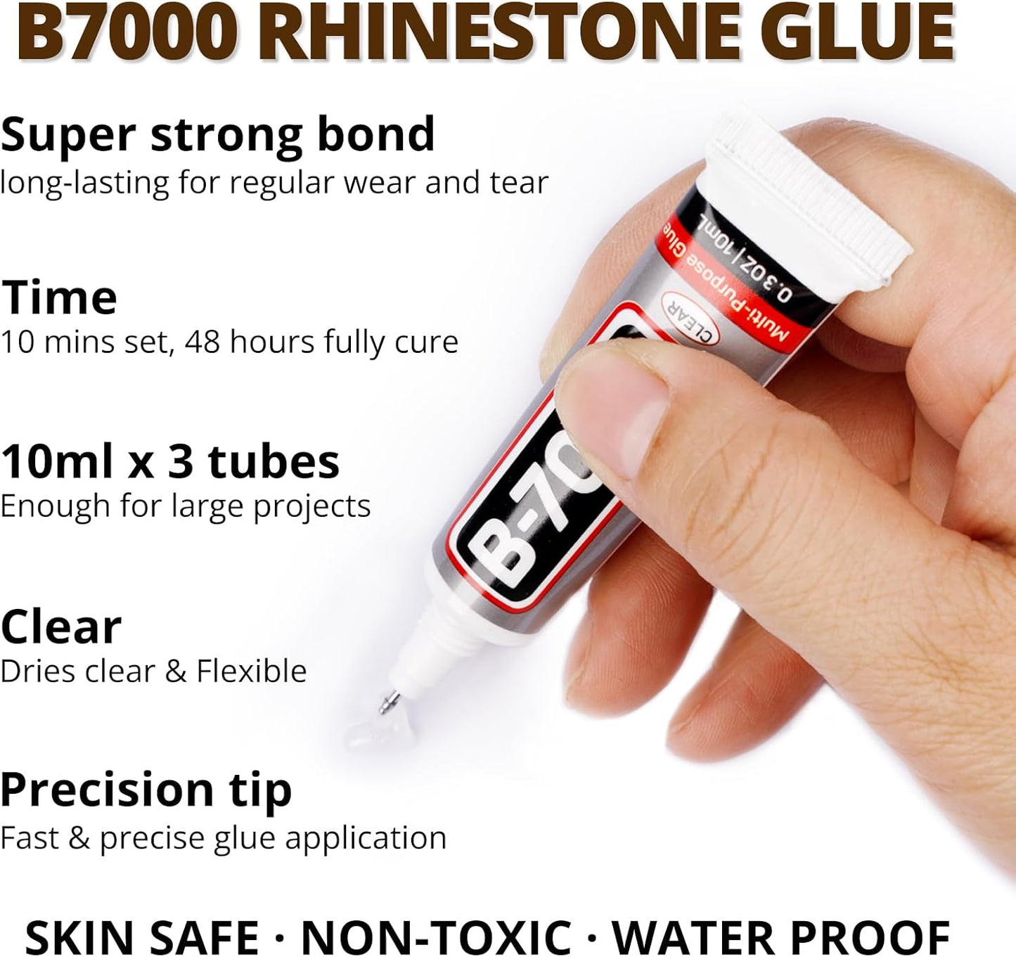 30000Pcs Resin Rhinestones Set for Crafting Bedazzling, Brown Flatback Gems Jewels for Crafts Clothes Shoes Fabric Outfit Nails Makeup, Flat Back Crystal 2-6mm with b 7000 Glue