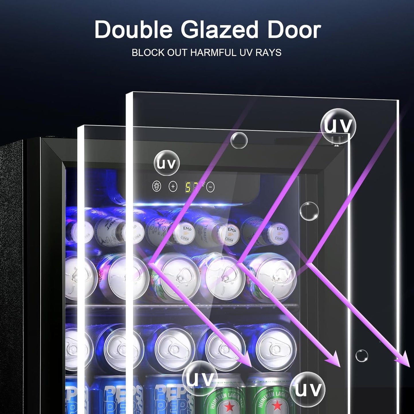 Antarctic Star 12 Bottle/48 Can Beverage Refrigerator, Wine Cooler/Cabinet, Mini Drink Fridge, Clear Front Glass Door Counter Top Red Cellar Beer Soda Bar Quiet Compressor Freestanding 1.3 cu.ft.