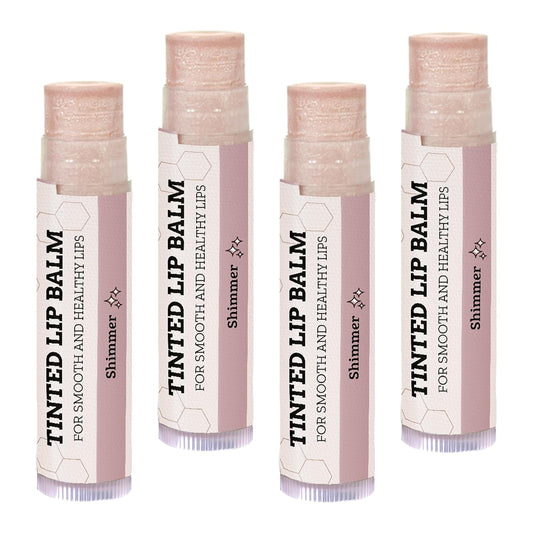 Earth's Daughter Tinted Lip Balm Shimmer 4 Pack, Beeswax, Coconut Oil, Cocoa Butter, Vitamin E, Moisturize and Beautify, Paraben Free