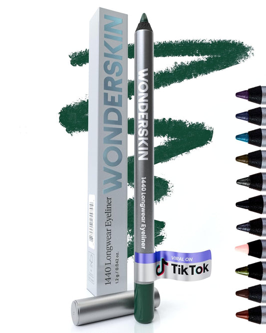 Wonderskin Eyeliner Pencil, 1440 Longwear Green Eyeliner Pencil - Waterproof, Sharpenable & Smudge Proof