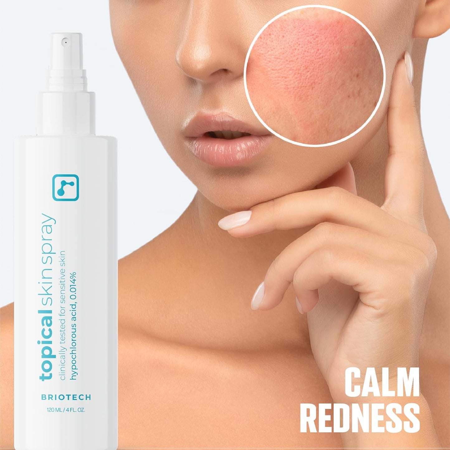 BRIOTECH Topical Skin Spray, Hypochlorous Acid for Sensitive Skin, HOCl Facial Mist, Full Body Support Against Irritation, Calm Redness, Soothe Foot & Scalp, 32 oz Refill (1 Pack)