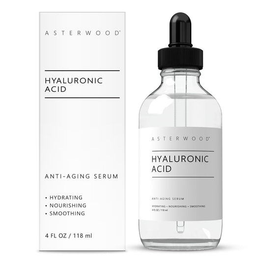 Asterwood Hyaluronic Acid Serum for Face - Plumping, Anti-Aging, Hydrating - Fragrance-Free - 4 Fl Oz