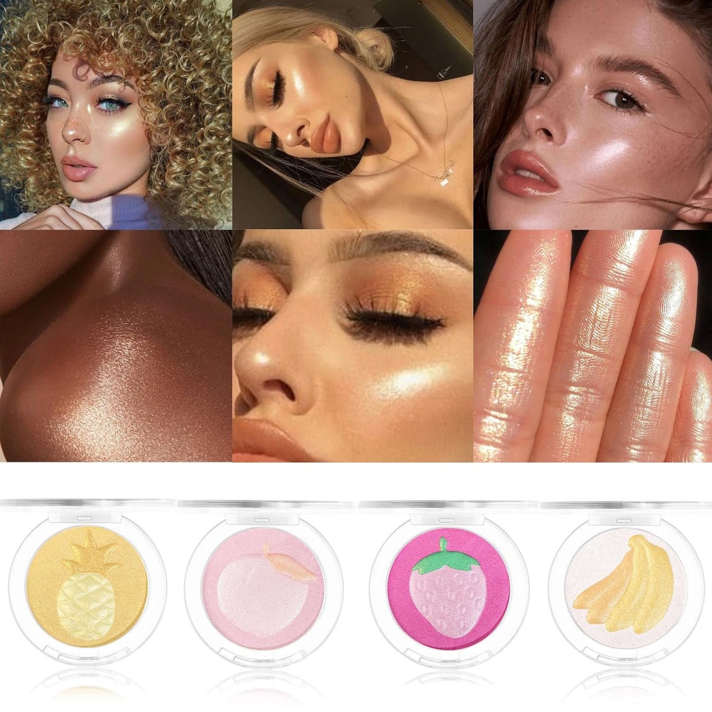 Highlighter Makeup Palette Face Highlighter Palette Glitter Highlighter Powder Palette Iluminadores de Maquillaje for Face Highlighters & Illuminator (Pink)