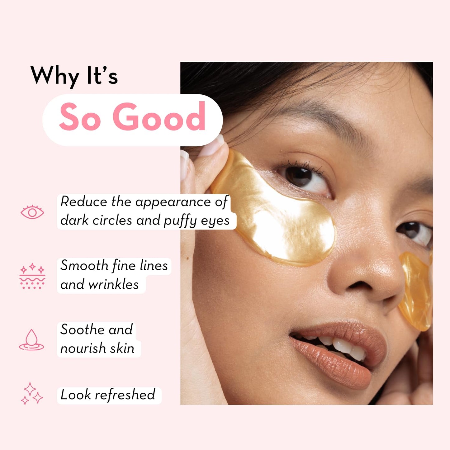 Elizabeth Mott Under Eye Patches with 24K Gold, Collagen, Niacinamide & Peptides - Hydrating & Brightening Eye Mask for Puffy Eyes and Wrinkles - Gifts for Women, Cruelty Free