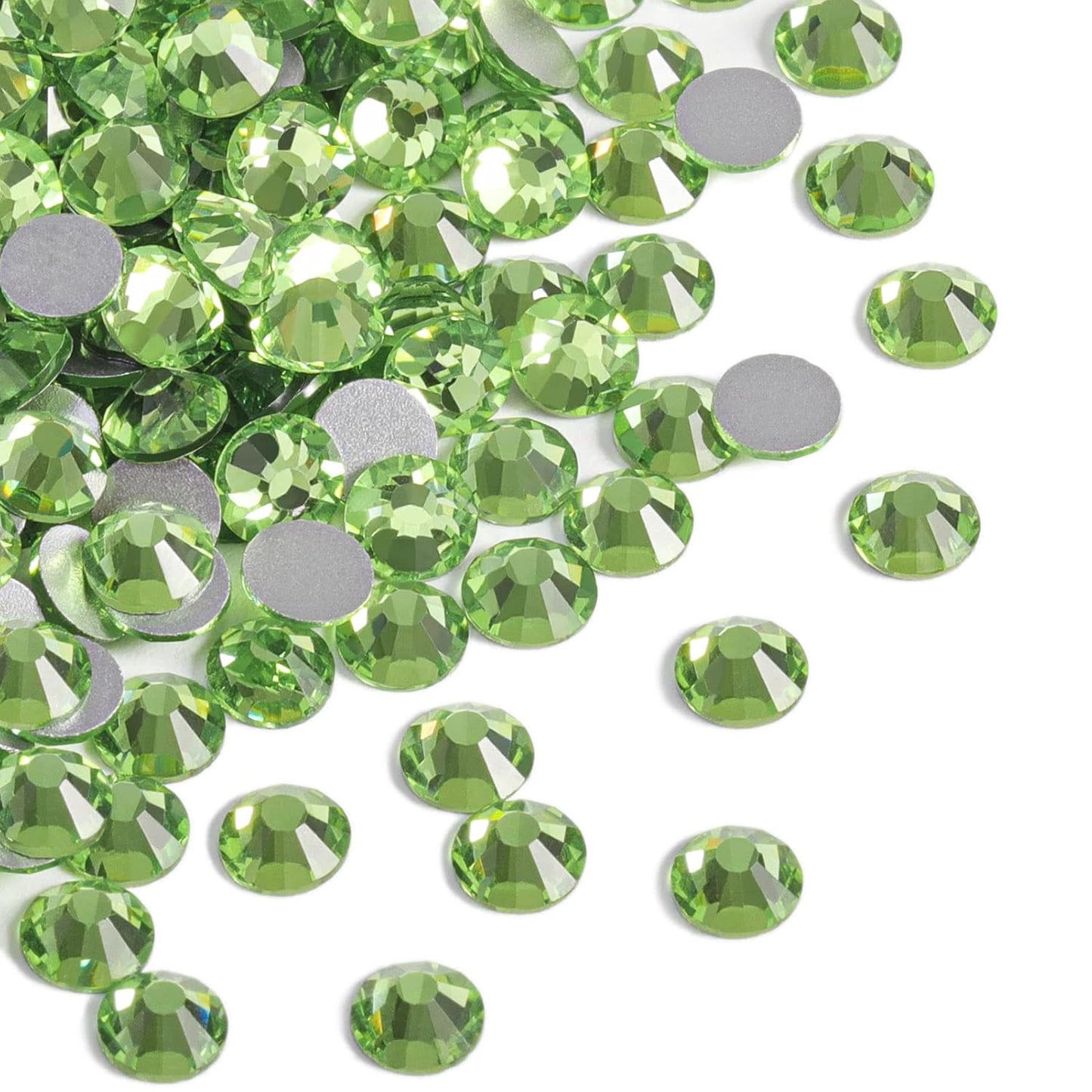 beadsland Flat Back Crystal Rhinestones Round Gems for Nail Art and Craft Glue Fix,Light Green (1.3-1.4mm) SS3/1440pcs