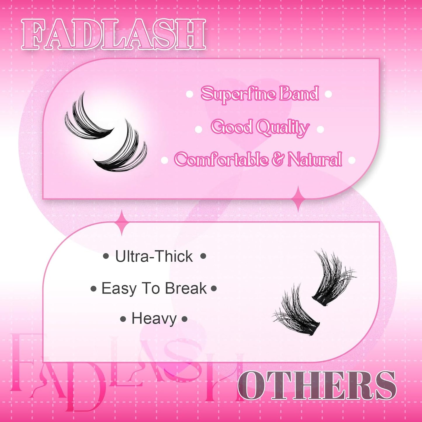 FADLASH Cluster Lashes D Curl Wispy Individual Lashes DIY Eyelash Extension Natural Look Reusable Fluffy Cluster Eyelash Extensions Self Application At Home (60D-0.07D-12-18MIX)