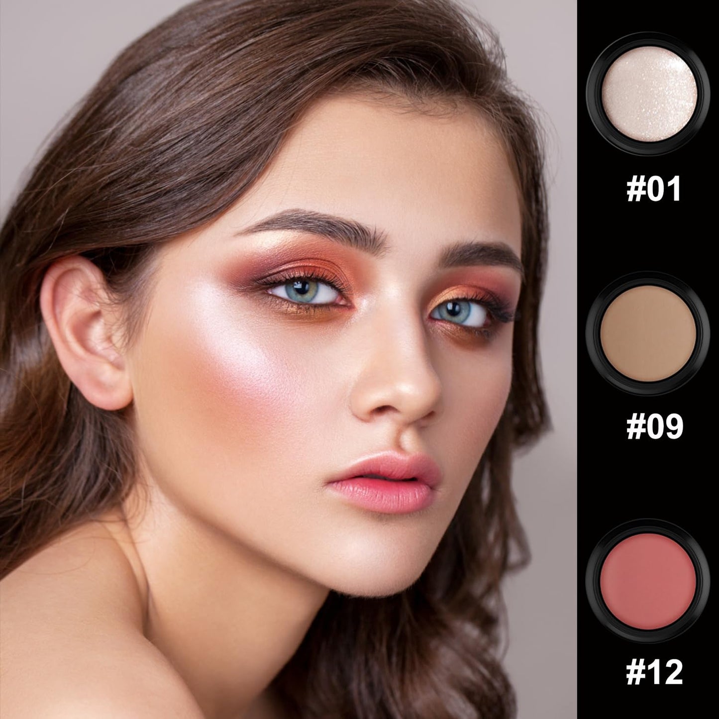 3 Pcs Cream Contour Stick Makeup Kit, Shades with Highlighter, Blush and Bronzer Contour Stick for Sculpt the Cheeks, Waterproof, Matte & Dewy Finish (Neutral,#01+#09+#12)