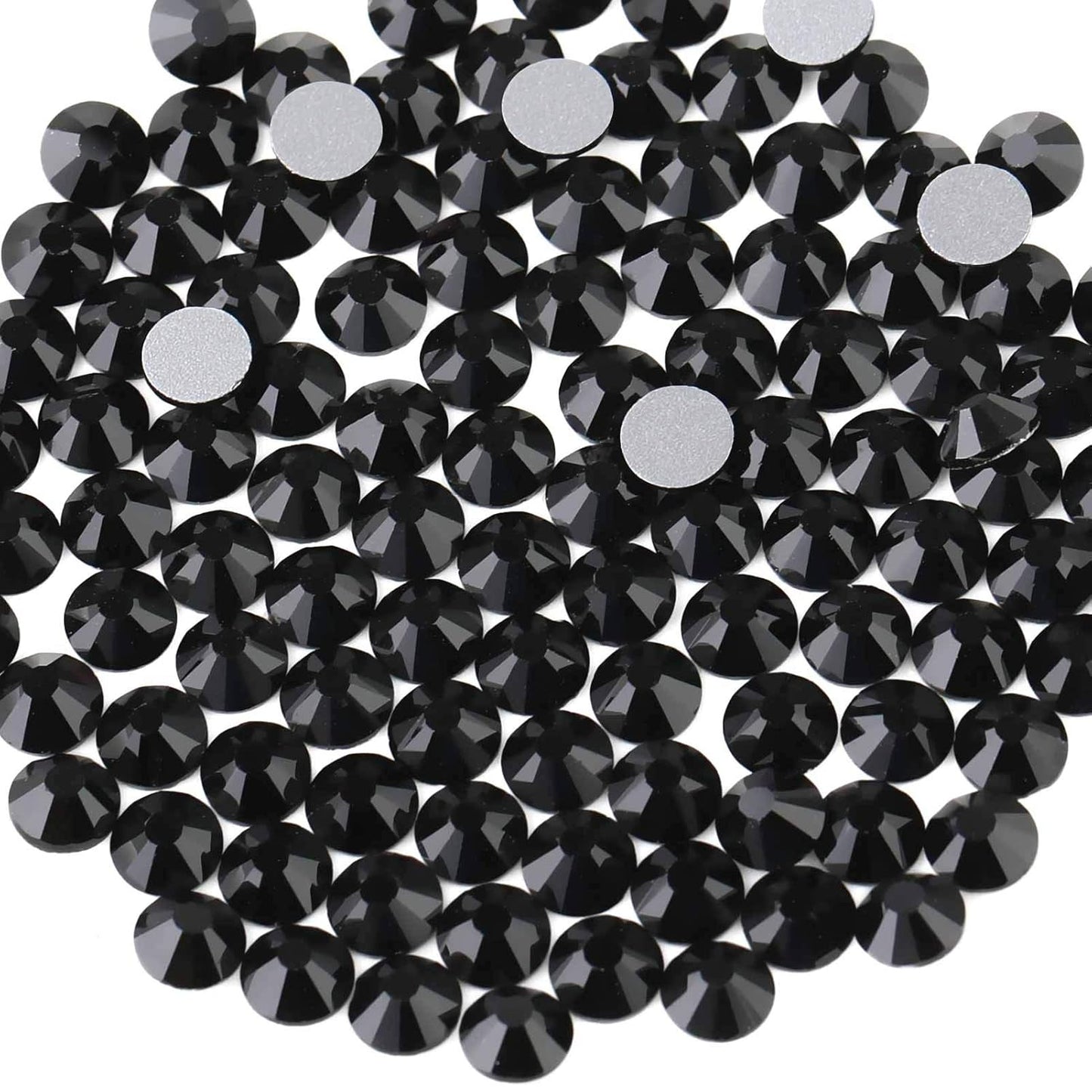 beadsland 1440 Piece Flat Back Crystal Rhinestones Round Gems,1.3mm-6.5mm, Black(SS16(3.8-4.0mm))