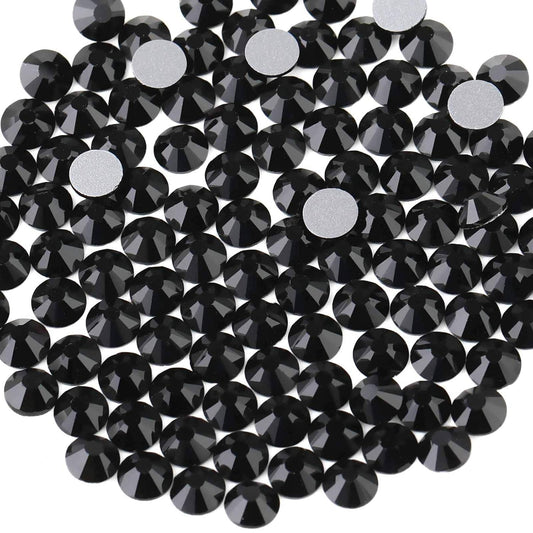 beadsland Flat Back Crystal Rhinestones Round Gems, Black (4.6-4.8mm) SS20/1440pcs