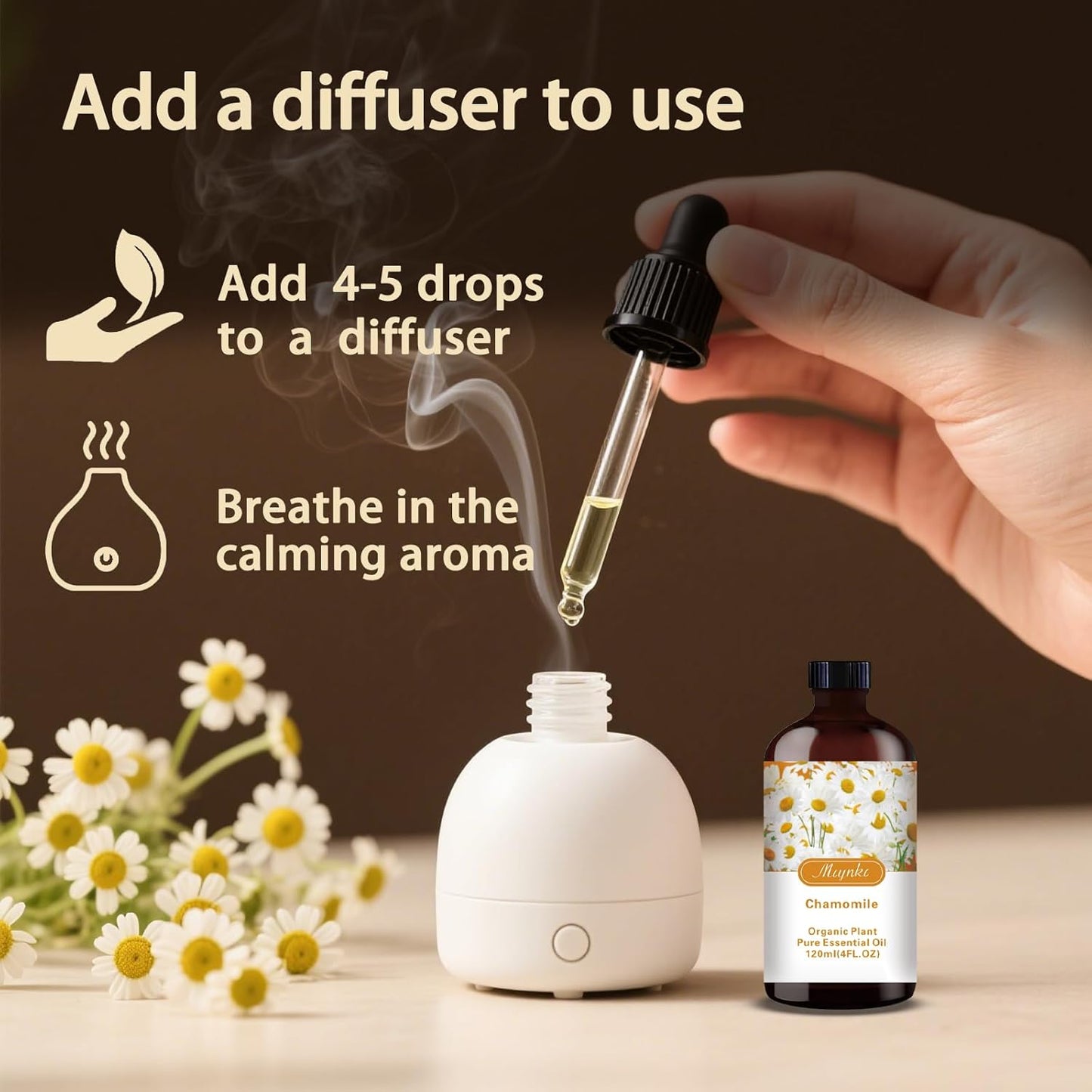 Chamomile Essential Oil-Chamomile Fragrance Oil 4.33oz (130ml)-100% Pure Natural Scent for Diffusers, Candles, Soap Making & Aromatherapy-Relaxing Home & Gift Essential Oil for Bath, Massage