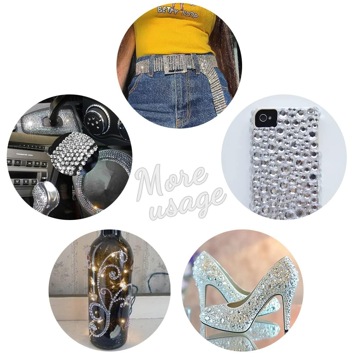 Clear Silver Resin Rhinestones for Crafting Crystal White Flatback Rhinestones 3mm 4mm 5mm Non-Hotfix Stones Diamonds Crystals Gems Charms for Nails Face Eyes Makeup Tumblers Bottles DIY Crafts