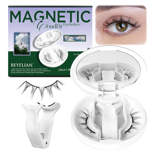 BEYELIAN Magnetic Eyelashes with Applicator Kit, Portable Soft Magnetic Lashes Reusable, No Glue Needed Soft Magnetic Manga Lashes for Eye All-In-One Box (Lightweight & Comfortable)