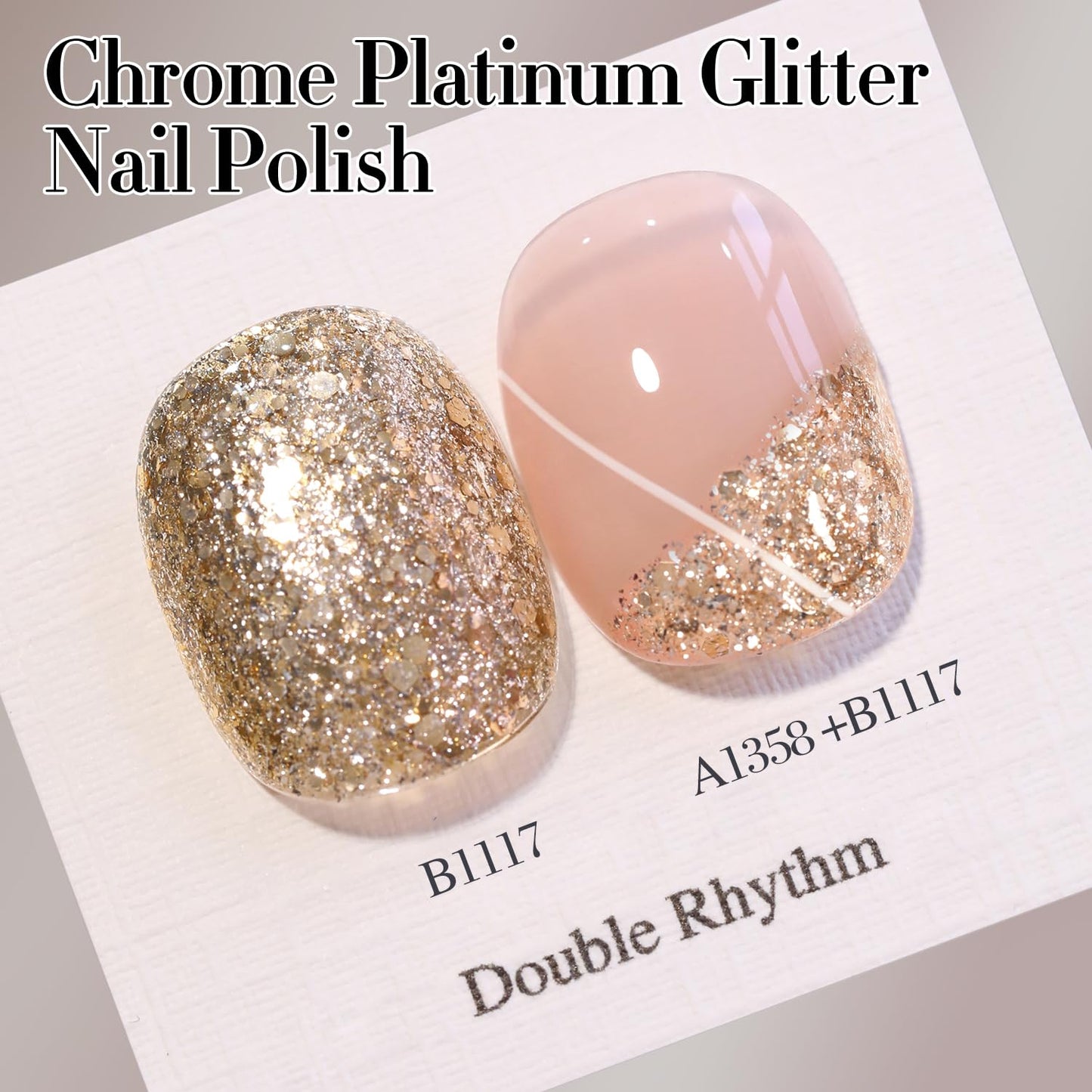 Double Rhythm 15ML Glitter Gel Polish Shimmer Reflective Holographic Color Magnetic for Nail Art Salon DIY at Home (B1117)