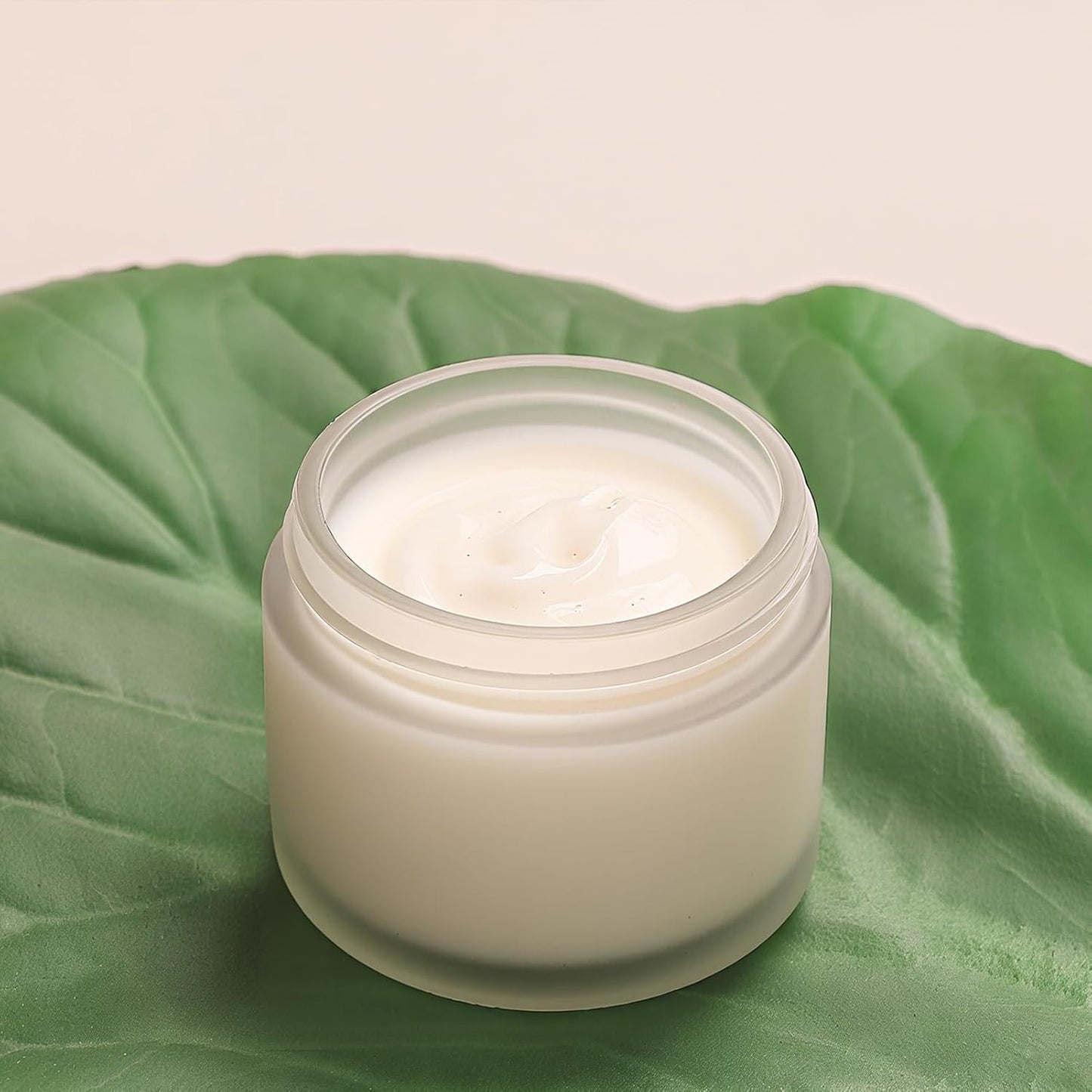 2oz Jars with Lids, Hoa Kinh 24 Pack Frosted Glass Jars with Woodgrain Lids Empty Cosmetic Containers Round Airtight Glass Jar with Inner Liners and Lid for Storing Lotions, Powders, and Ointments