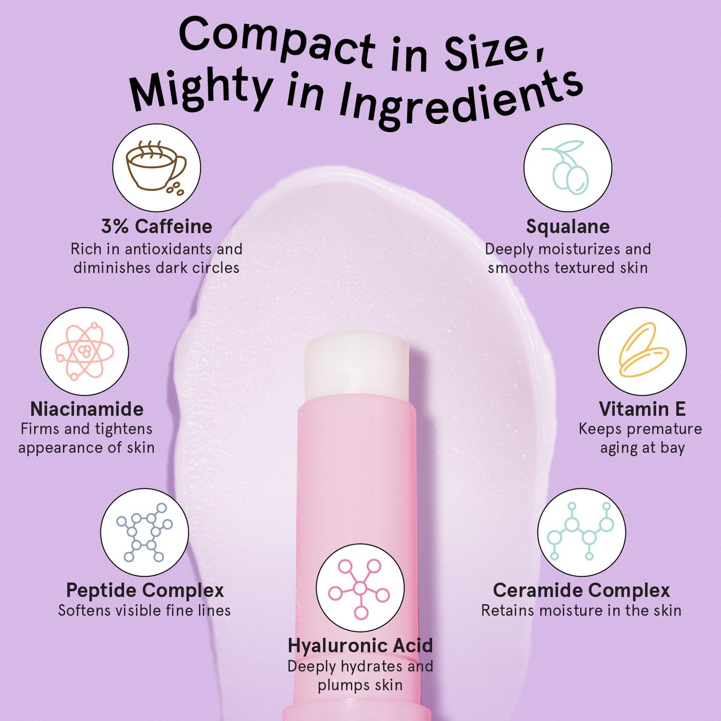 grace & stella Under Eye Brightener Balm Stick - Travel Essentials - Caffeine Eye Cream for Dark Circles, Puffiness, Wrinkles - Vegan Moisturizer Stick with Niacinamide, Hyaluronic Acid (0.13oz/3.5g)