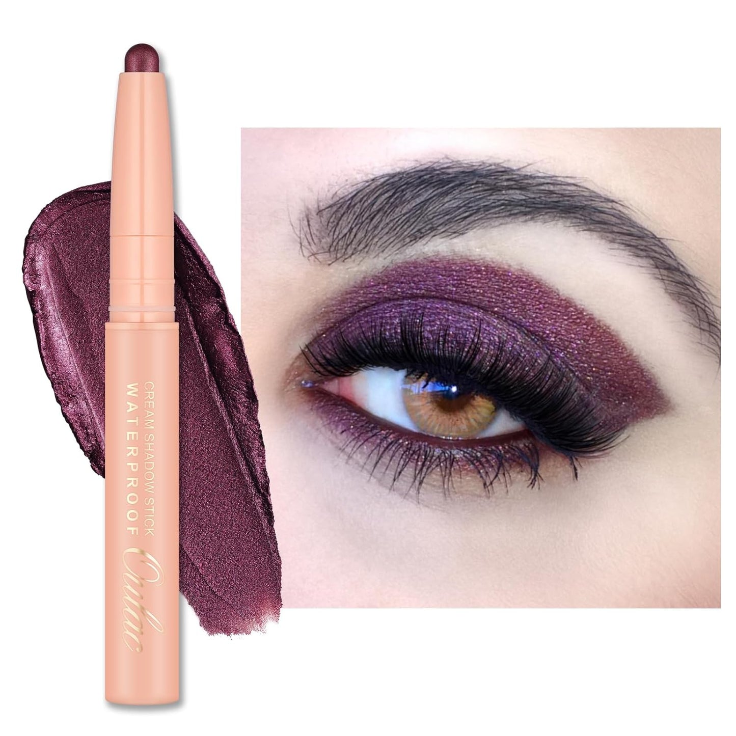 Oulac Twist-Up Burgundy Eyeshadow Stick – Twist-Up Crayon, Creamy Blendable Texture, Vegan & Cruelty-Free Eye Makeup, 1.25g, 12 Lilac Fairy