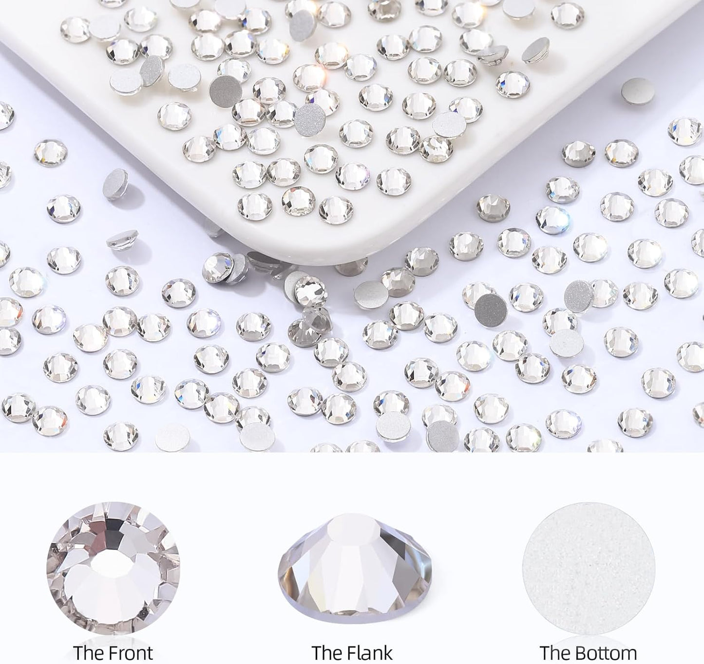 Crystal Clear Flatback Rhinestones, Glass Rhinestones for Nail Art and Craft, Glue Fix, Loose Crystal Gemstones(Crystal, SS34, 288pcs, 7.1-7.3mm)