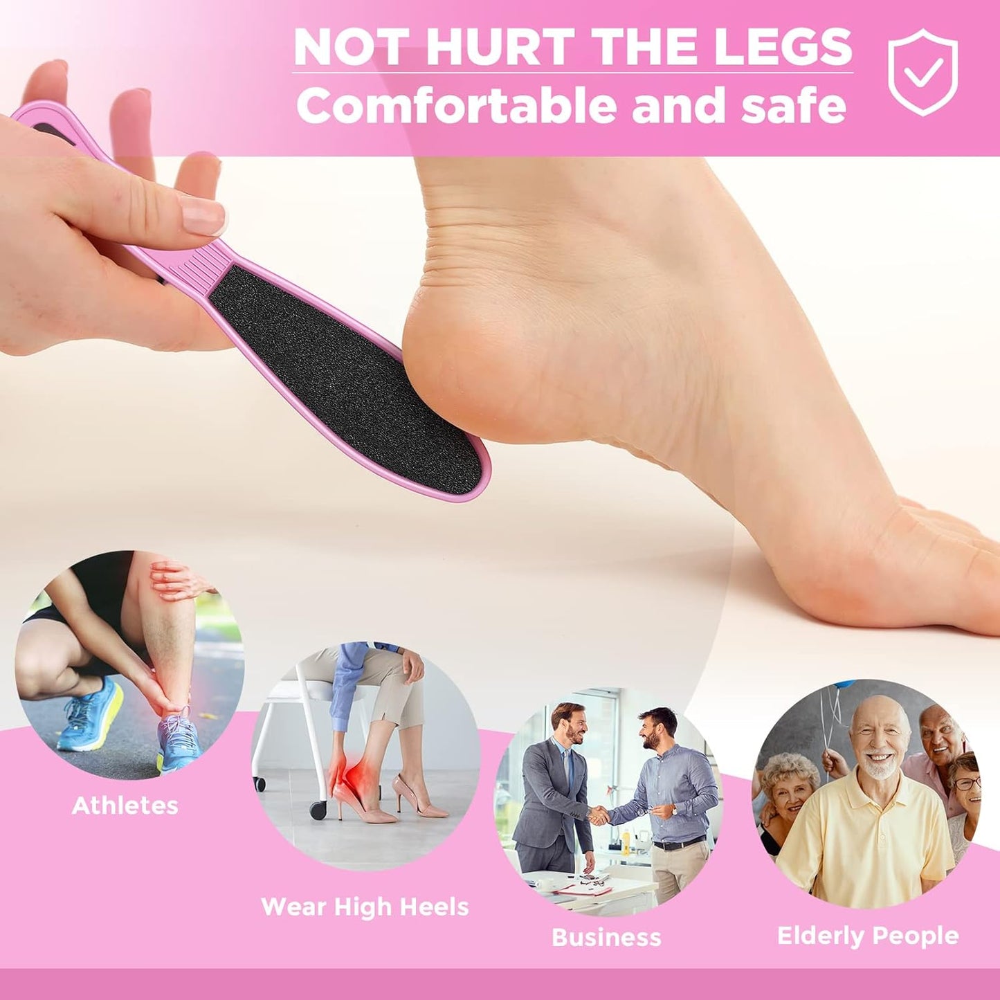 100 Pcs Pedicure Foot File Double Sided Callus Remover Sandpaper Foot Heel Rasp Tool for Dead Skin Foot Sander Foot Scraper Scrubber with Plastic Handle for Feet Spa (Pink)