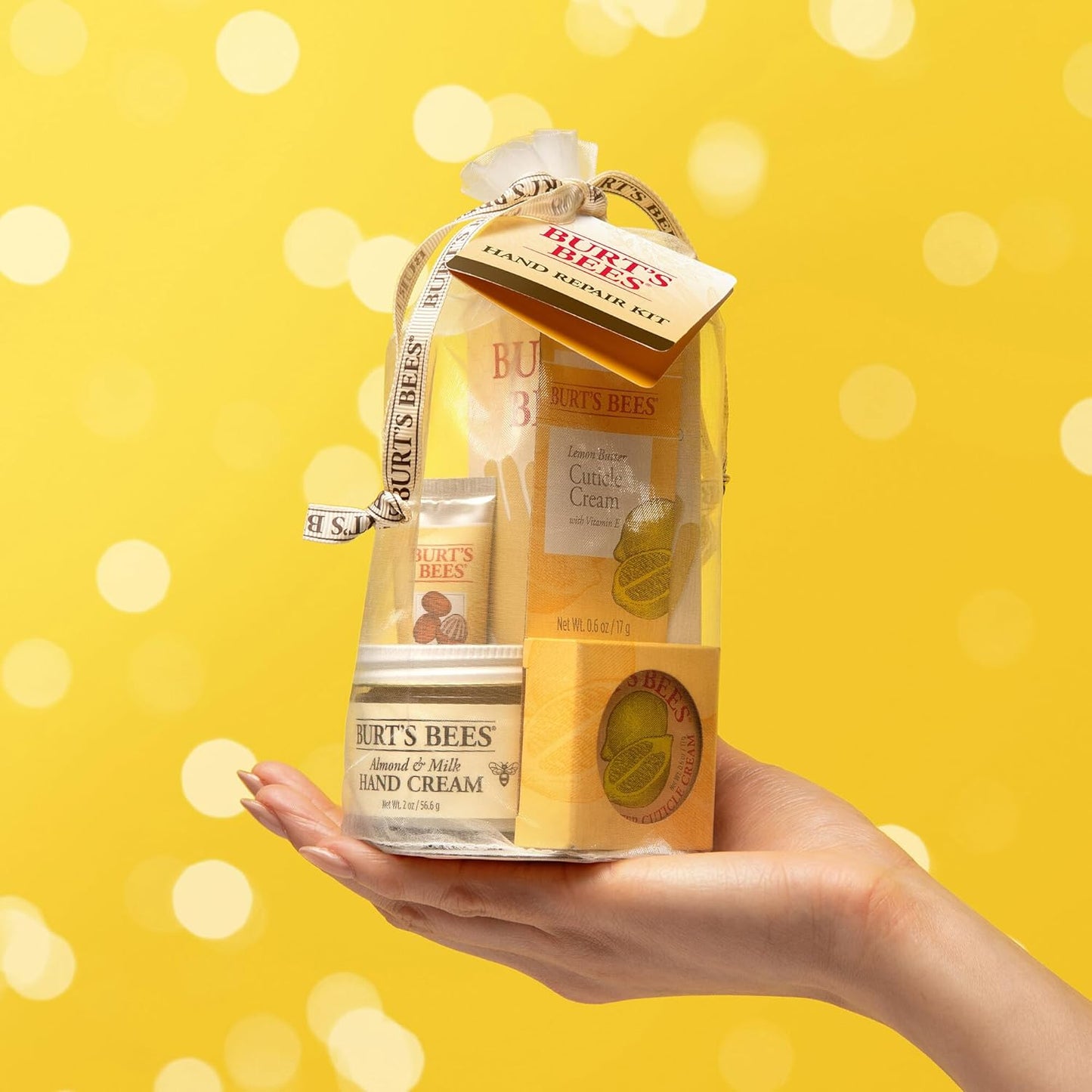 Burt's Bees Gifts Ideas - Hand Repair Set, 3 Hand Creams plus Gloves - Almond Milk, Lemon Butter Cuticle Cream, Shea Butter Repair