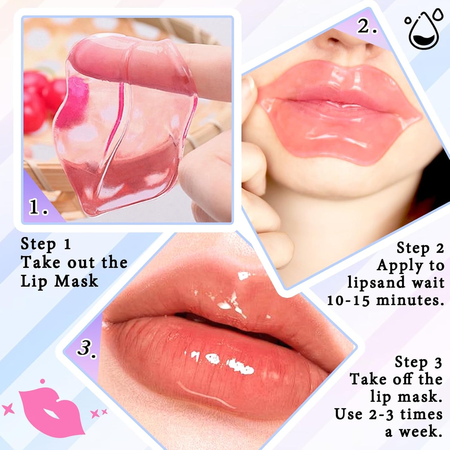 30PCS Moisturizing Lip Masks Set, Overnight Bulk Lip Patches, Long-lasting Hydrating Sleeping Lip Plumping Masks for Women