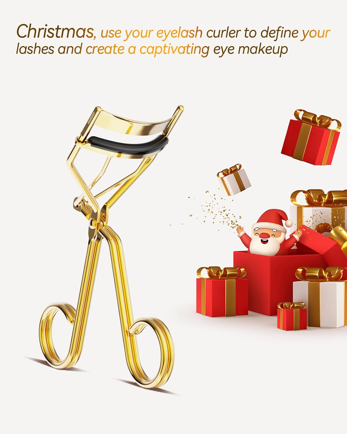 Eyelash Curler with Comb, Professional Volumizing Lash Lift Kit Lash Curler with Refill Pads for Home & Travel Uses, Gold