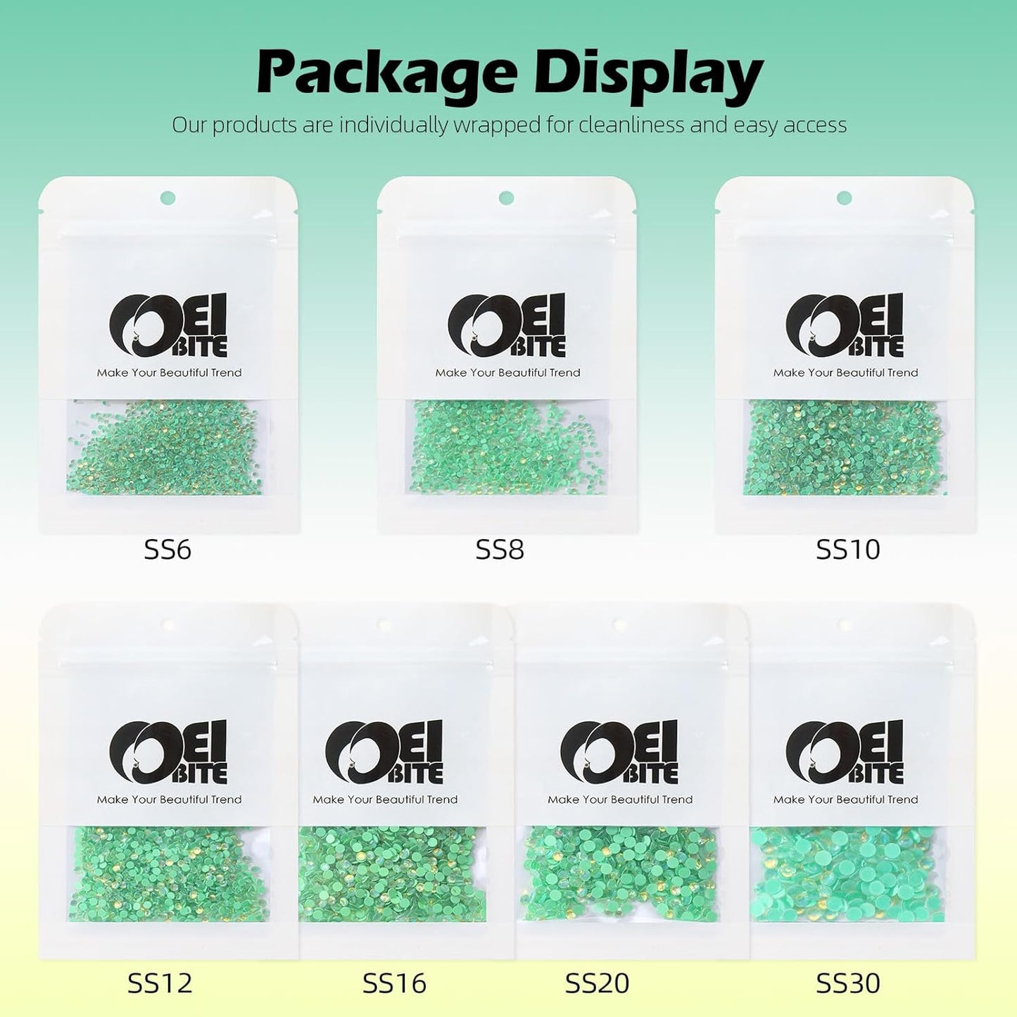 F Green Flatback Rhinestones, Glass Rhinestones for Nail Art and Craft, Glue Fix, Loose Crystal Gemstones(F Green, SS12, 1440pcs, 2.9-3.0mm)