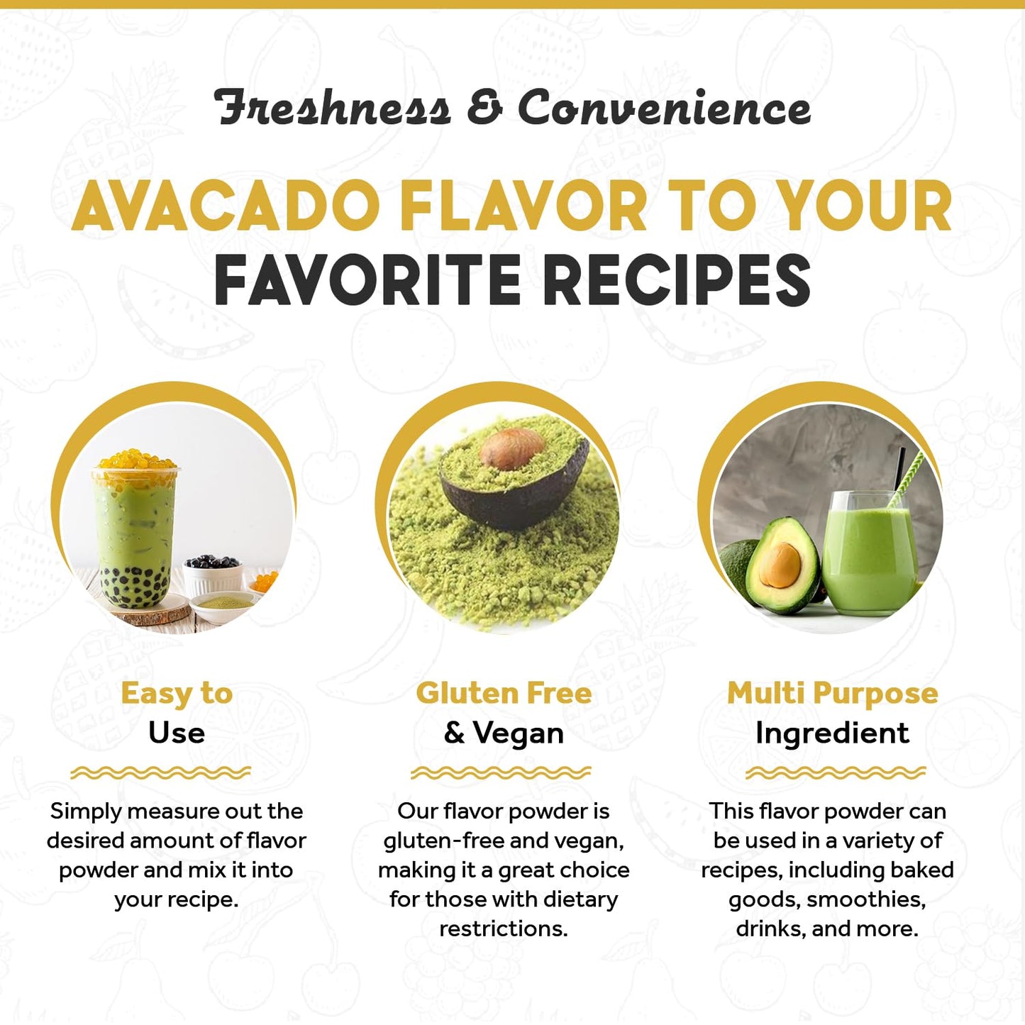 Fanale Premium Avocado Bubble Tea Flavoring Powder | Perfect for Baking, Smoothies, Desserts and Drinks | Instant Flavoring Powder for Boba Milk Tea - 2.2 Pounds (Pack of 20).