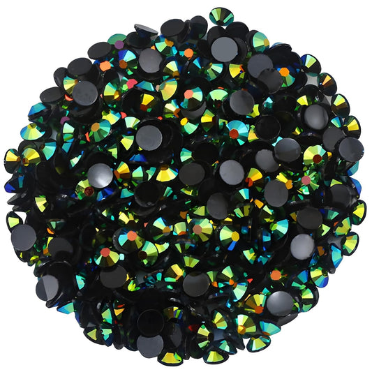4500 Pcs SS6 2mm AB Flatback Rhinestones for Nails Art Crafts Glitter Round Shine Gems Crystals DIY Clothes Shoes （Black-Bottom Dark Green AB）