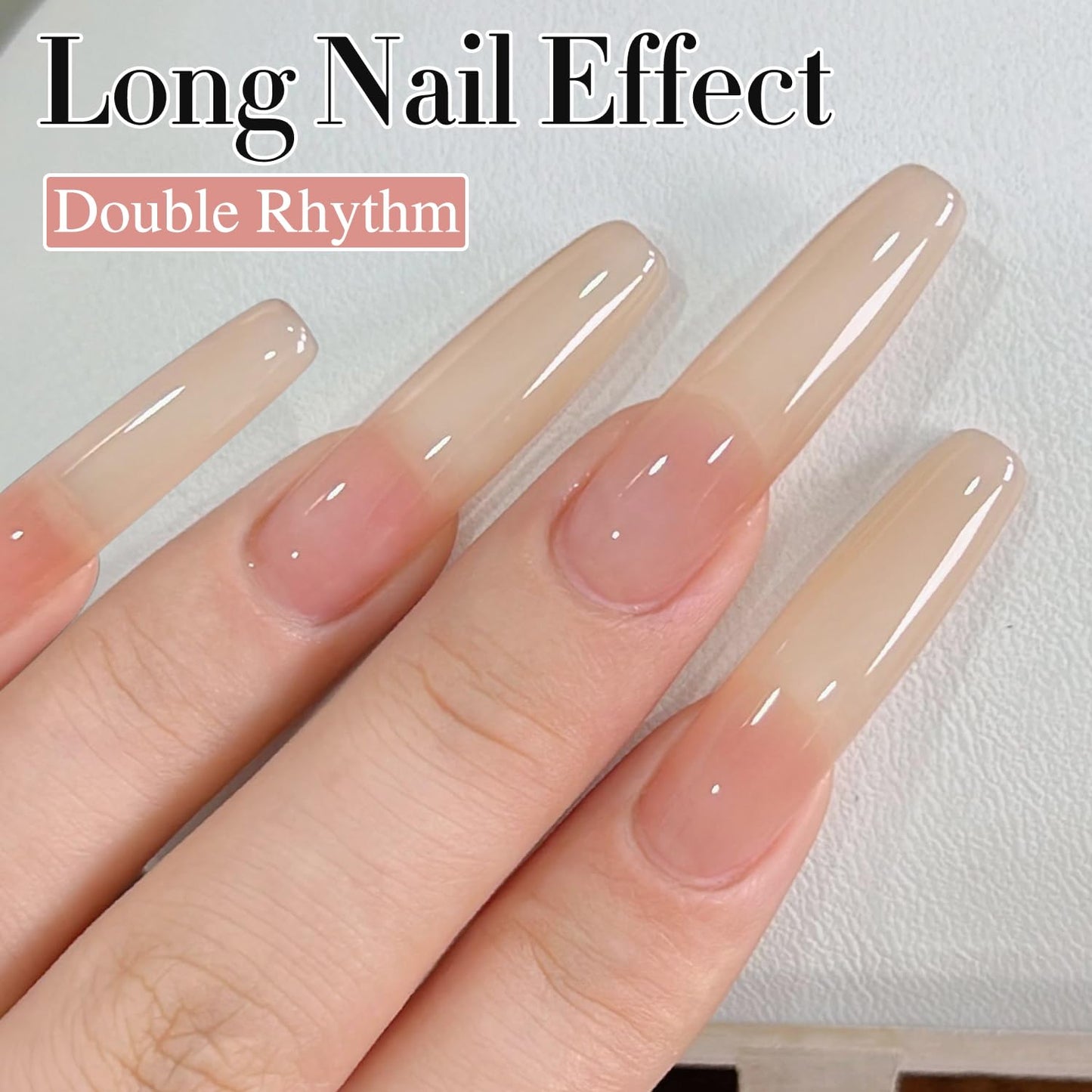 Double Rhythm Translucent Gel Polish Sheer Neutral Natural Light Milky Same Color Same Bottle 15ML Jelly UV Nail Polish Nail Art DIY at Home (Light Cinnamon-A1483)
