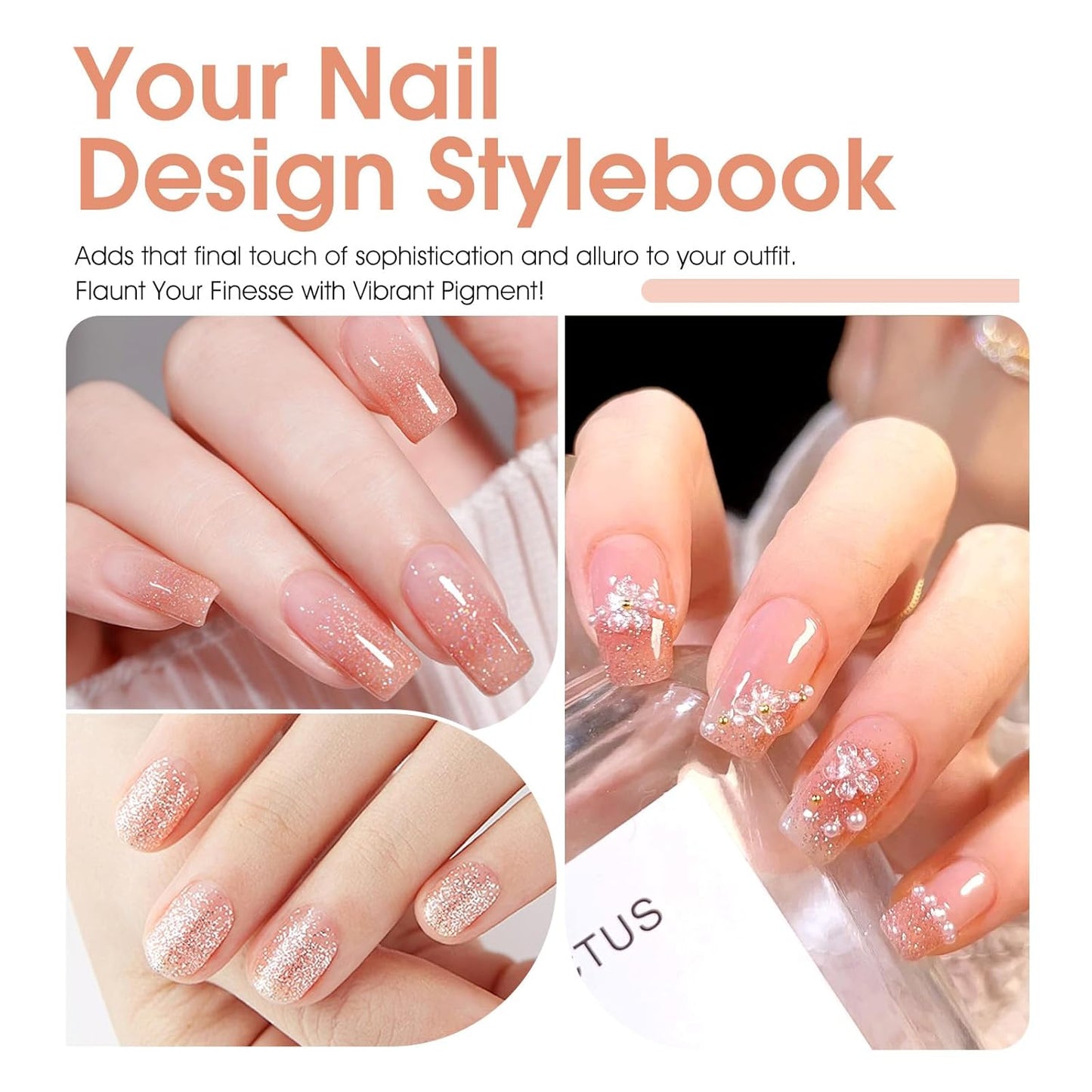 CANNI 1 Pcs Pink Glitter Gel Nail Polish, Shimmer Sparkly Pink Colors Gel Polish Soak Off Led Nail Art Gel Manicure Salon DIY