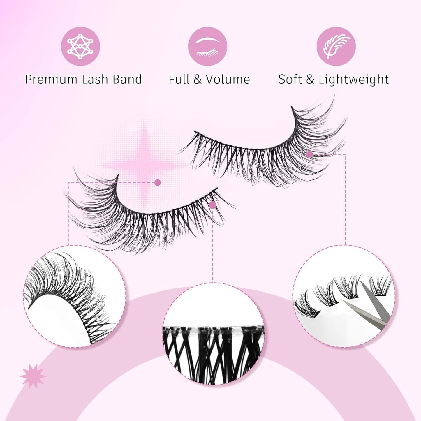 False Eyelashes Natural Kit Cat Eye Lashes with Thin Band Wear Comfortable Black Fake Lashes 10 Pairs Lash Applicator Tool at Home by FADLASH, BY004