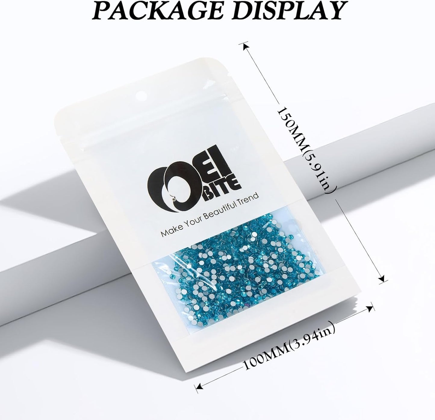 Aquamarine Flatback Rhinestones, Glass Rhinestones for Nail Art and Craft, Glue Fix, Loose Crystal Gemstones(Aquamarine, SS4, 2880pcs, 1.5-1.7mm)