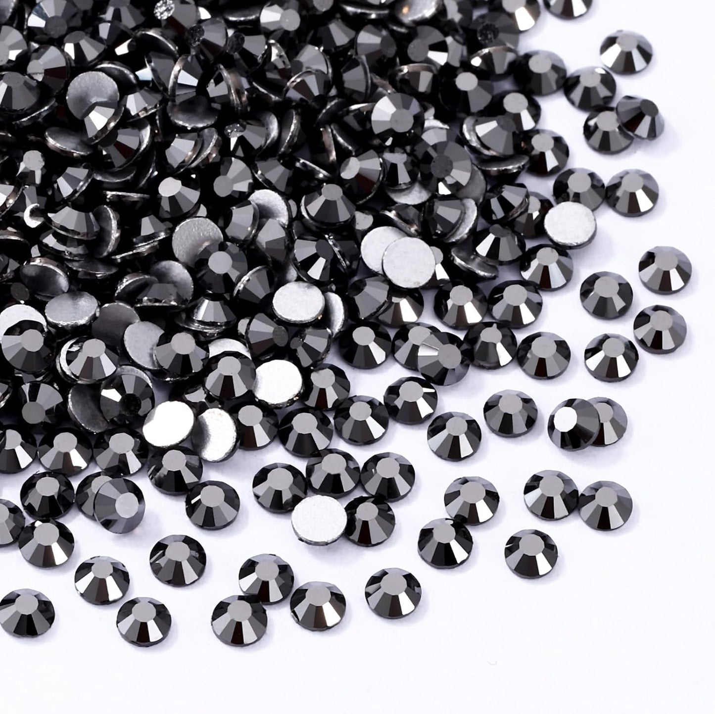 Black Hematite Flatback Rhinestones, Glass Rhinestones for Nail Art and Craft, Glue Fix, Loose Crystal Gemstones(Black Hematite, SS8, 1440pcs, 2.3-2.5mm)
