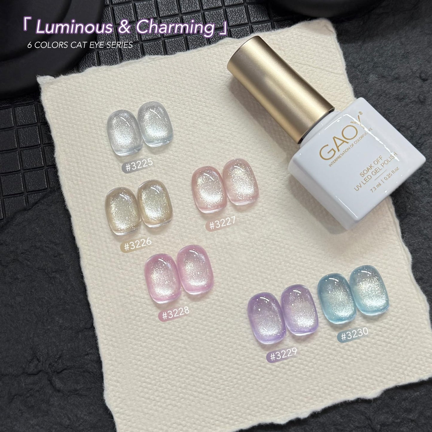 GAOY Cat Eye Gel Nail Polish Set with Magnet for Silver Blue Pink Glitter Holographic Cat Eye, Salon Gel Manicure and Nail Art DIY at Home, Spring Breeze