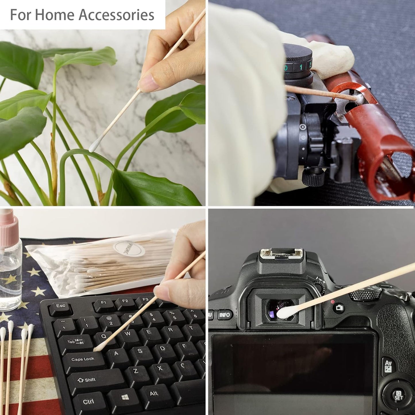 500/1000 Count 6'' Long Round/Pointed Cotton Swabs Durable Stem, Lint- Free Gun Cleaning Swabs Pure Cotton Tips for Gun Maintenance, Makeup, Pet Care, Equipment (Detailed Work)