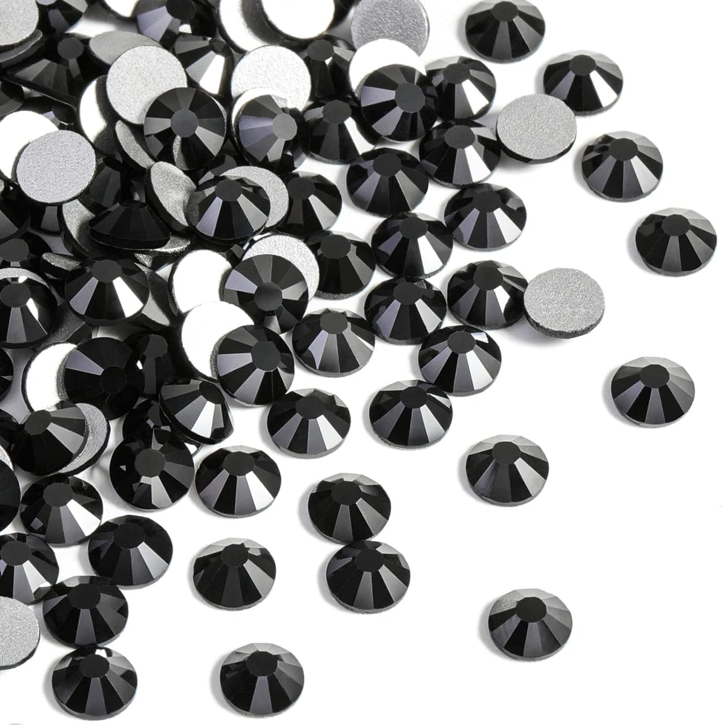 Beadsland 144 Pieces Flat Back Crystal Rhinestones Round Gems, Jet Hematite, SS40, 8.4-8.7mm