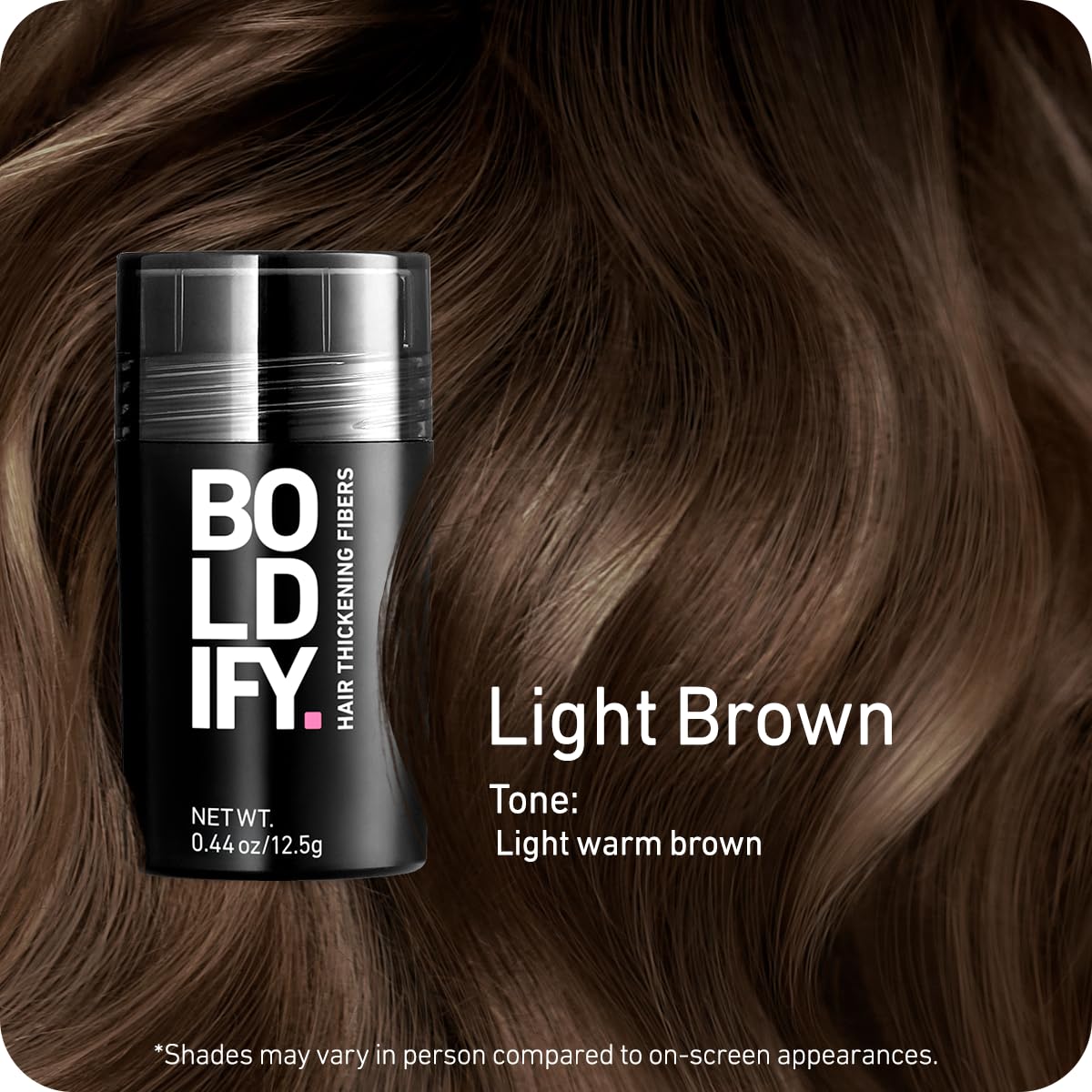 BOLDIFY Hair Fibers (12.5g) - Fill In Thinning and Fine Hair for an Instantly Fuller, Thicker Look - 14 Shades for Women & Men - Light Brown