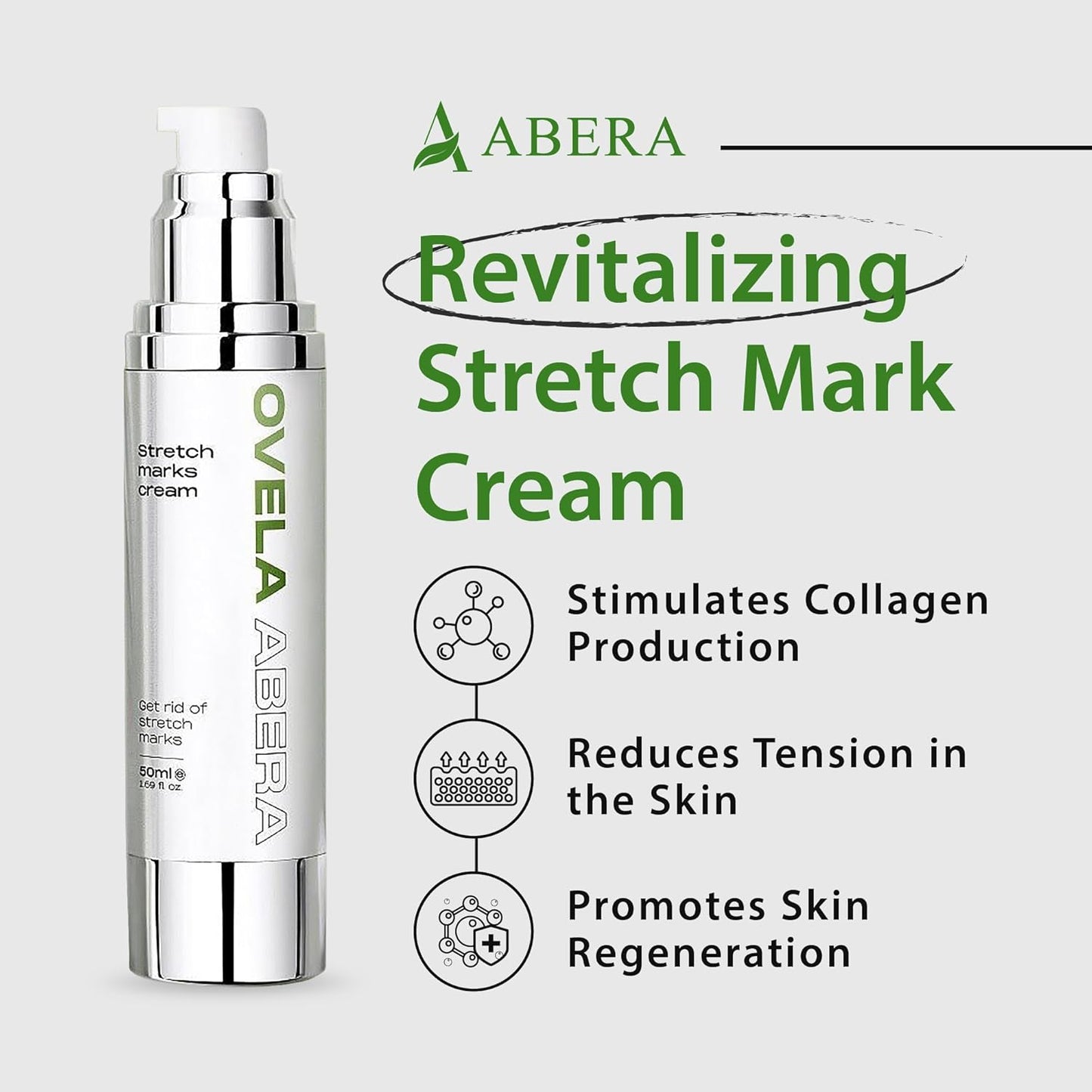 Abera Ovela Maternity Stretch Mark Cream for Pregnancy and Weight Fluctuations, Stretch Mark Treatment Pregnancy Must Haves, Deep Stretch Mark Removal, All Skin Types, 1.69 fl oz, Set of 2