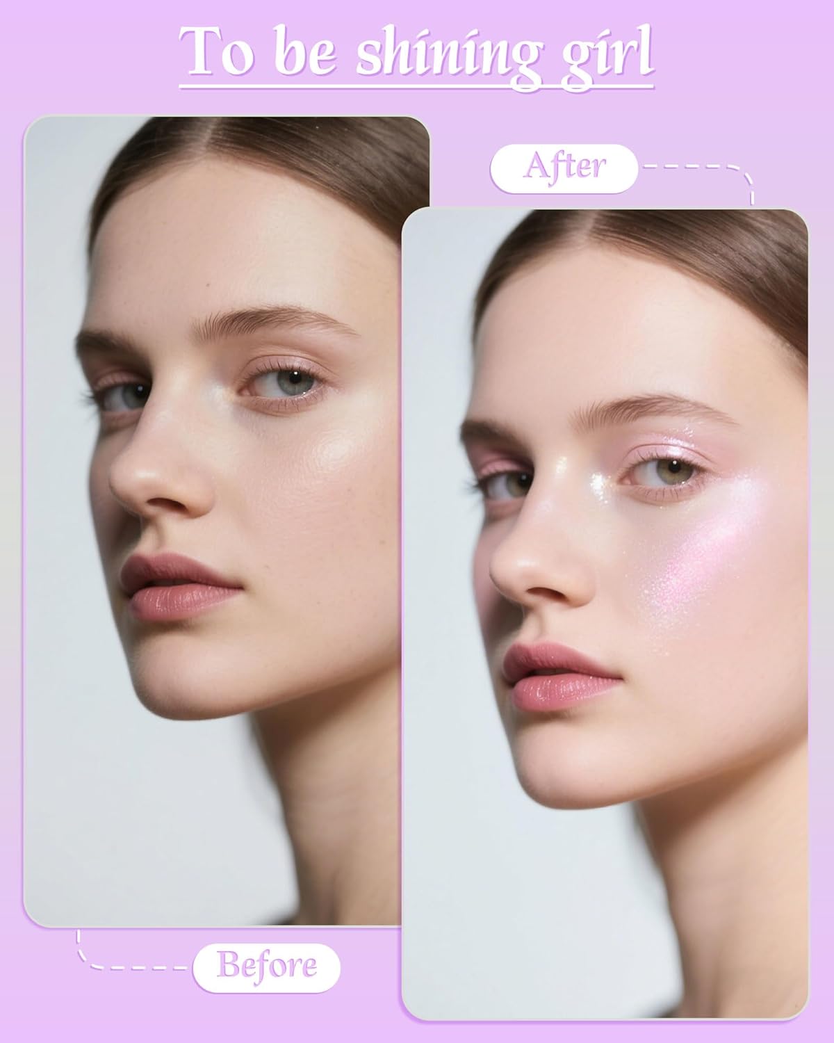 Highlighter Powder with Brush | 3D Contouring & Radiant Glow for Face, Body & Hair | Pearlescent Shimmer, Long-Lasting & Buildable Coverage | Women's Makeup for Daily & Special Occasions