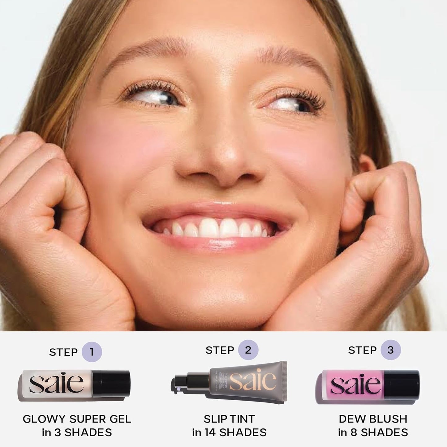 Saie Glowy Super Gel - Hydrating Makeup Primer and Illuminating Glow Serum Enriched with Vitamin C and Squalane Oil - All-Over Liquid Highlighter Makeup for Instant Glass Skin - Sunglow (1 oz)